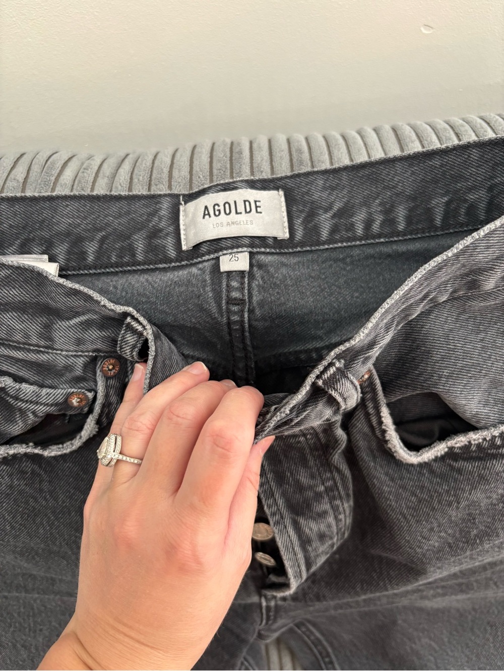 Agolde High-Rise Washed Black Denim Jeans - Women